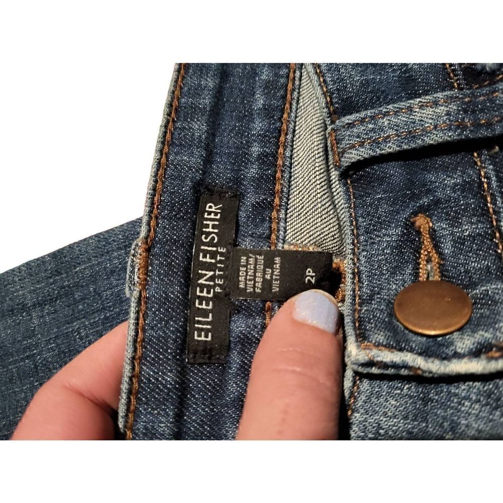 Eileen Fisher Slim Tapered Organic Cotton Jeans Blue Women's 2 - Picture 2 of 4